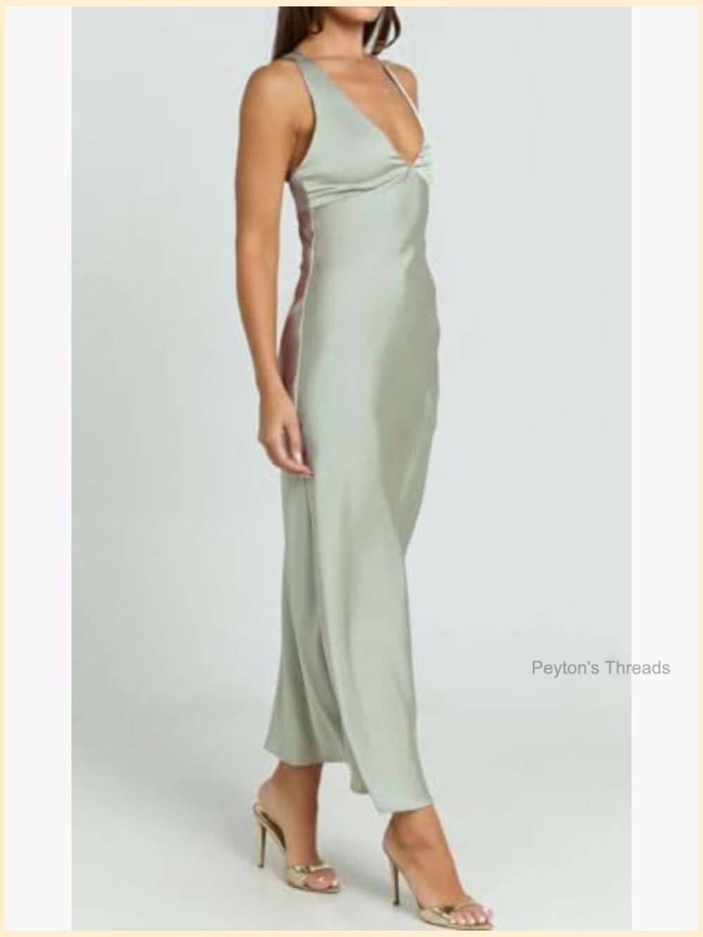 Satin V-Neck Backless Maxi Dress for Women Sleeveless Formal - Picture 3 of 7